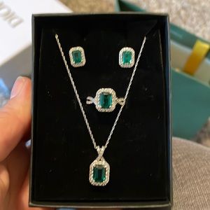 Lab-Created Emerald & White Lab-Created Sapphire Boxed Set